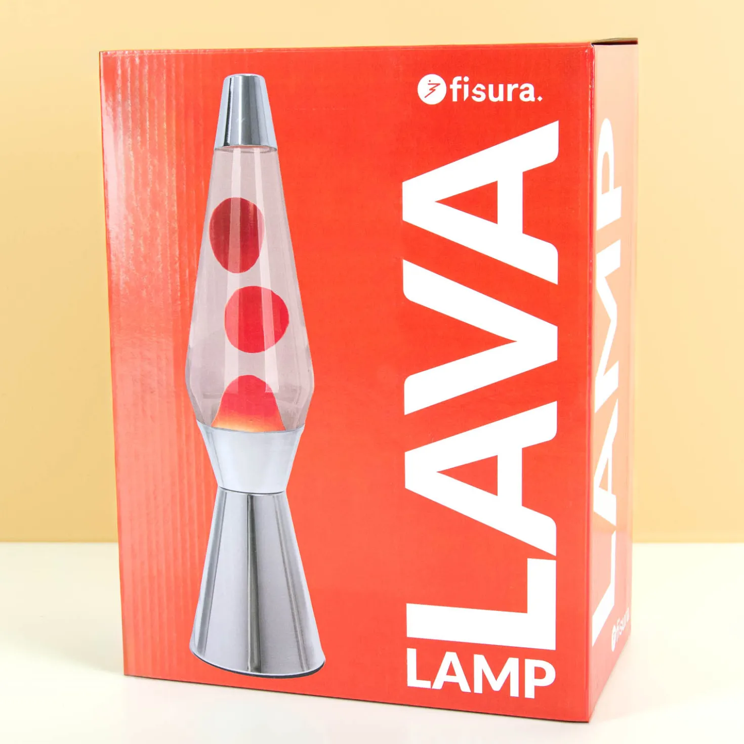 Bullet lavalamp zilver met rode lava