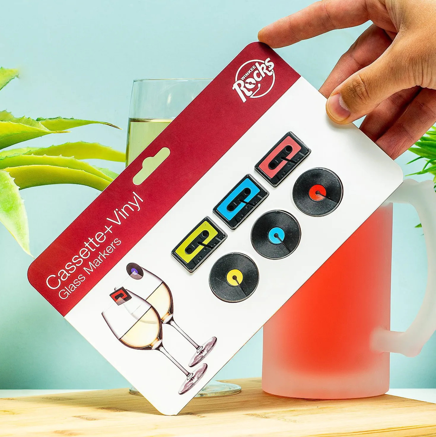 Cassette- en elpee glasmarkeerders (set van 6)