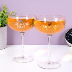 Cocktail king & queen glazen (set van 2)