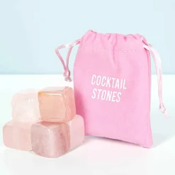 Cocktail koelstenen van rozenkwarts (set van 6)