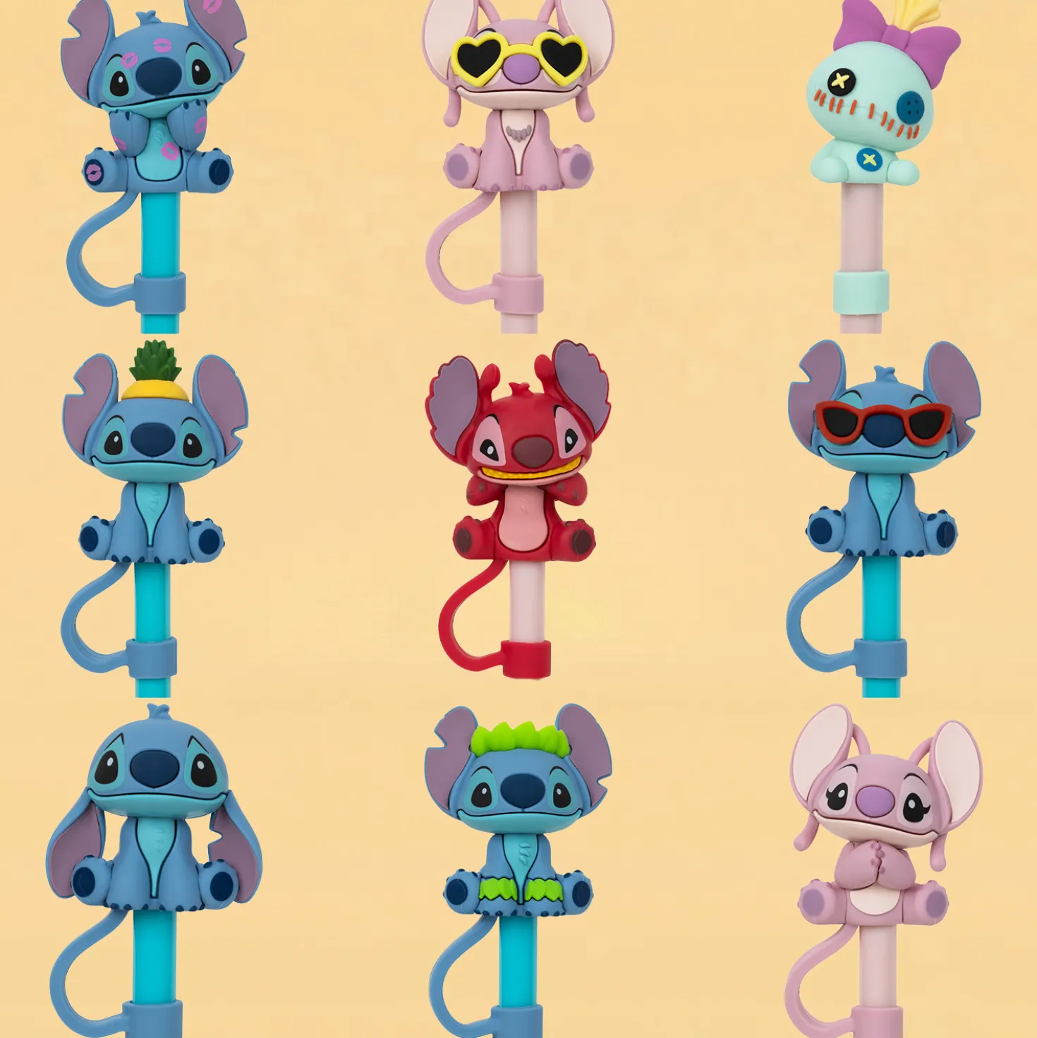 Disney Stitch rietje met topper (één stuk)
