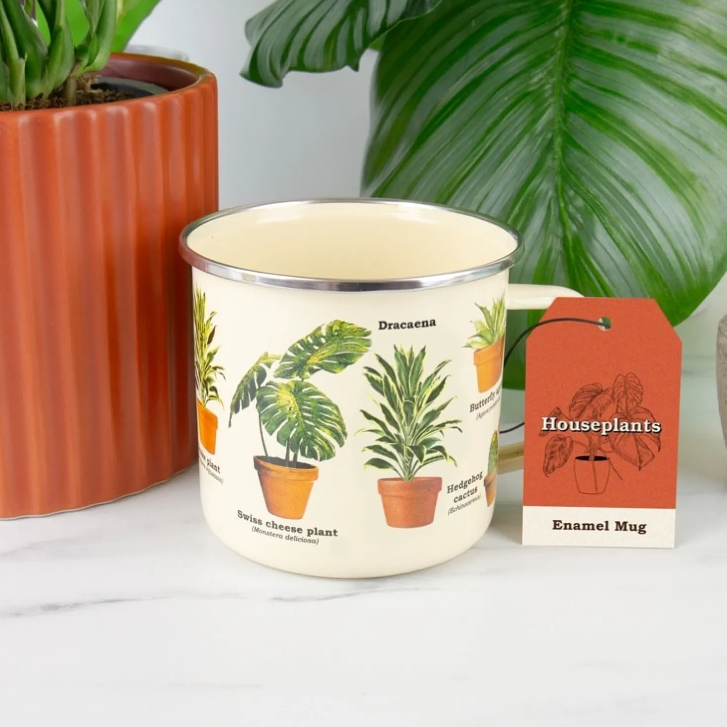 Emaille mok met planten