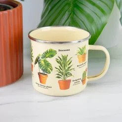 Emaille mok met planten