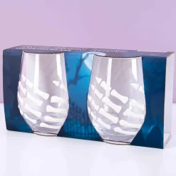 Glas met skelethand (set van 2)