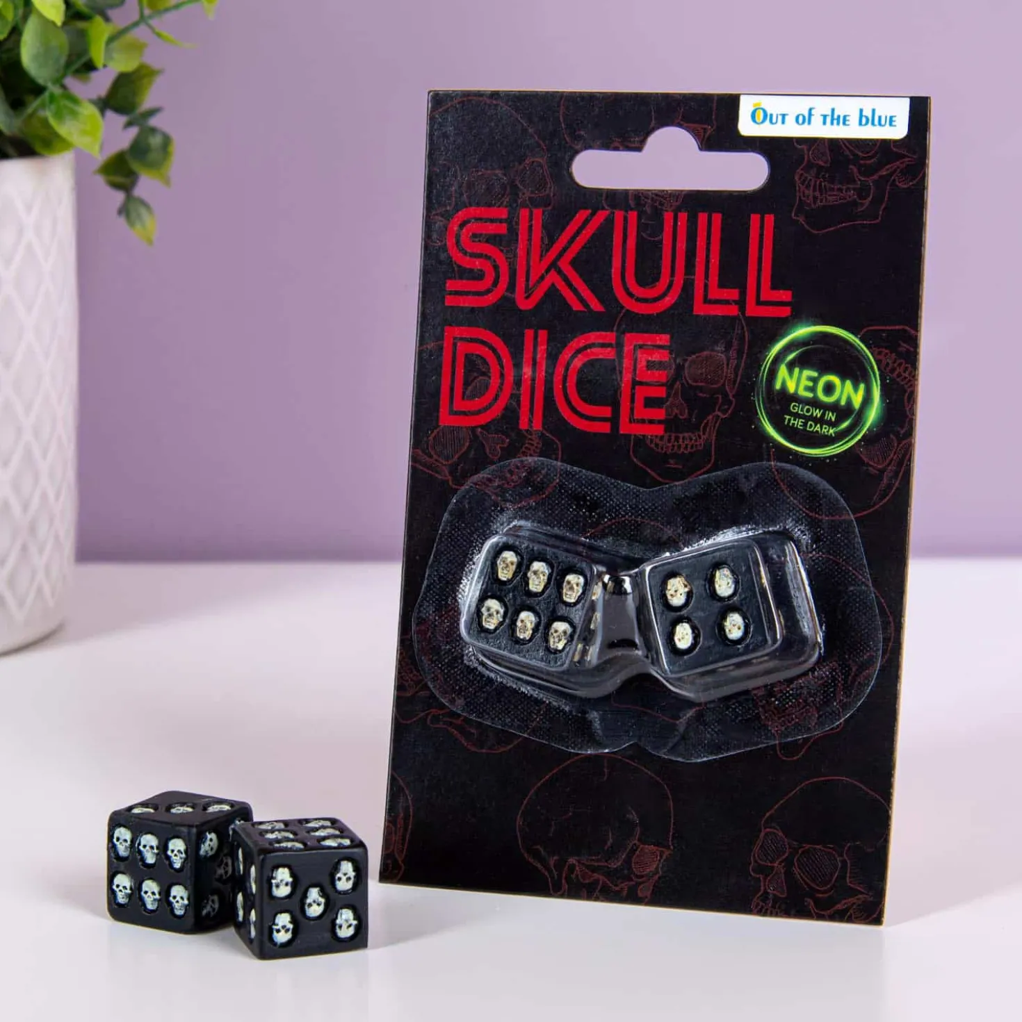 Glow in the dark schedel dobbelstenen (set van 2)