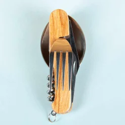 Houten campingbestek
