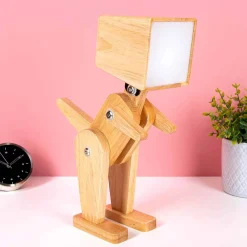 Houten dino tafellamp