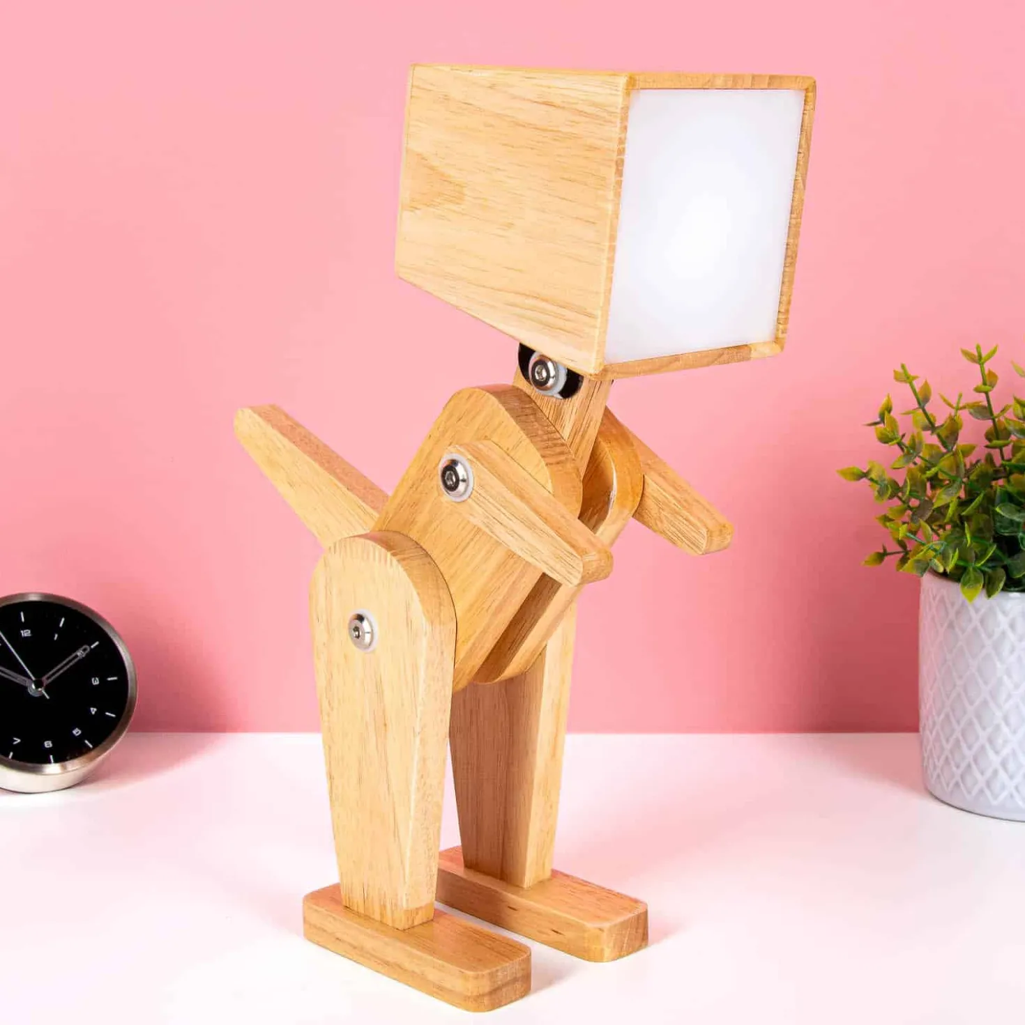 Houten dino tafellamp