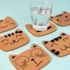 Kattenfamilie onderzetters (set van 6)