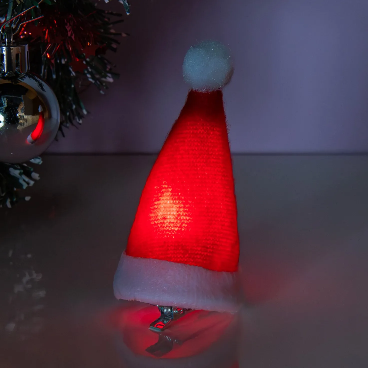 Kerstmuts haarclip met ledverlichting