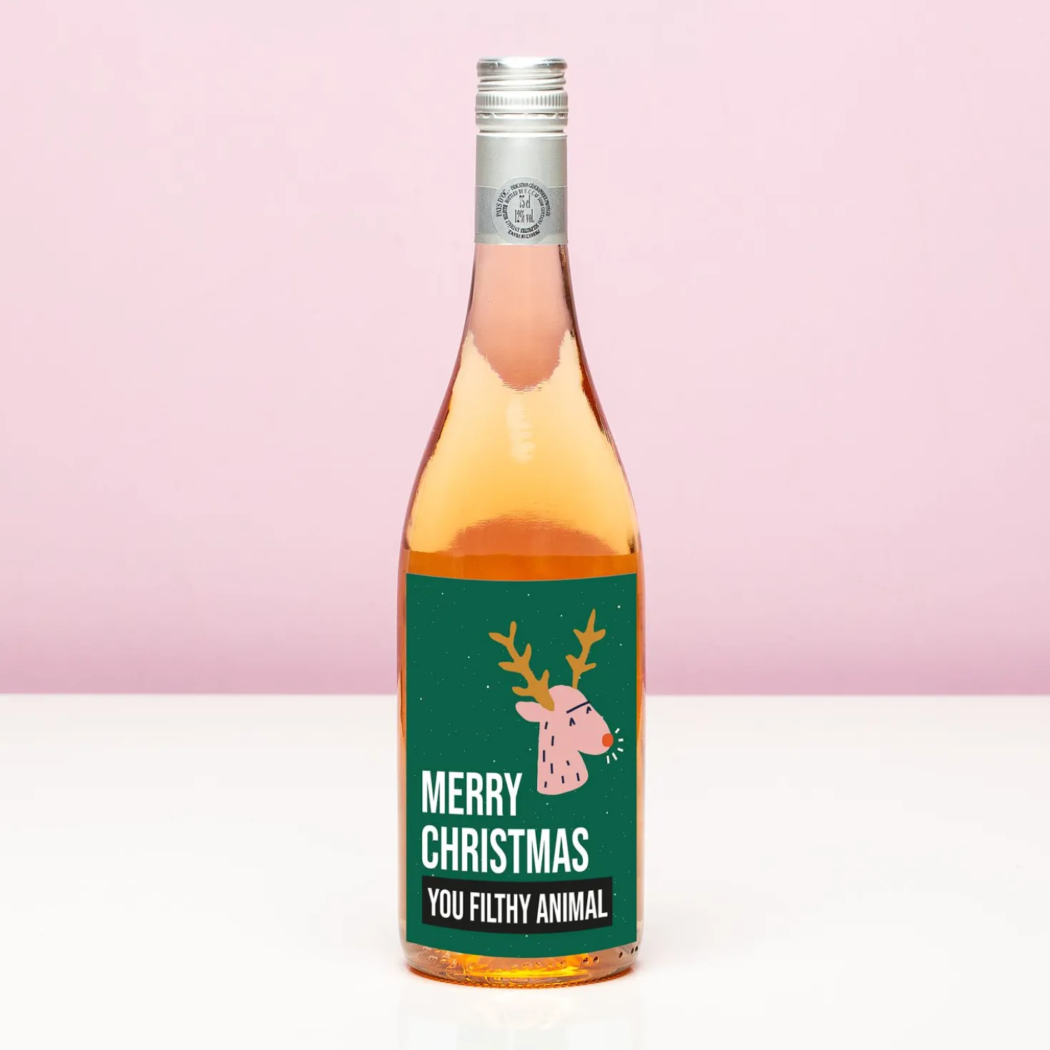 Kerst wijnfles Merry Christmas you filthy animal
