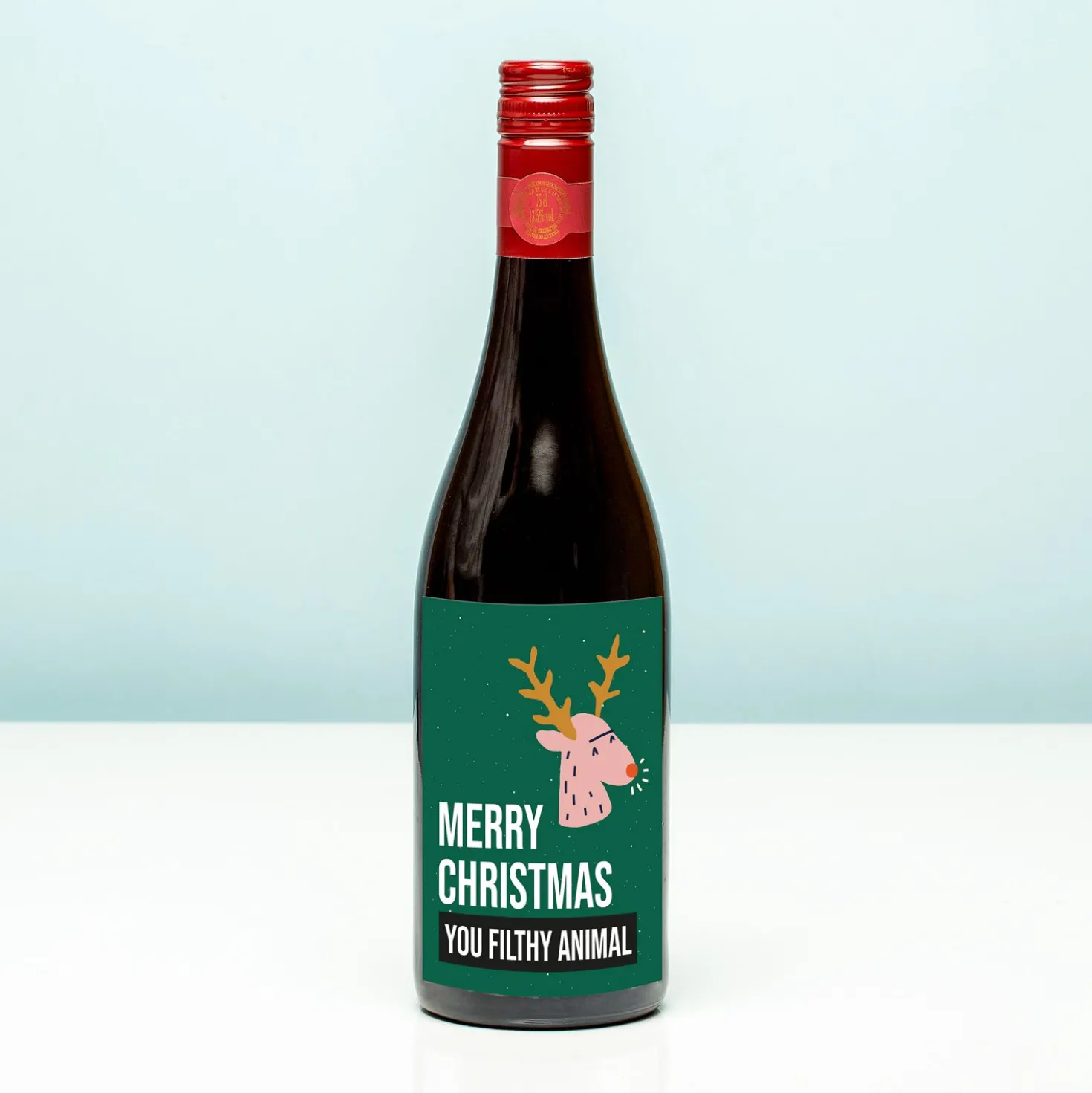Kerst wijnfles Merry Christmas you filthy animal