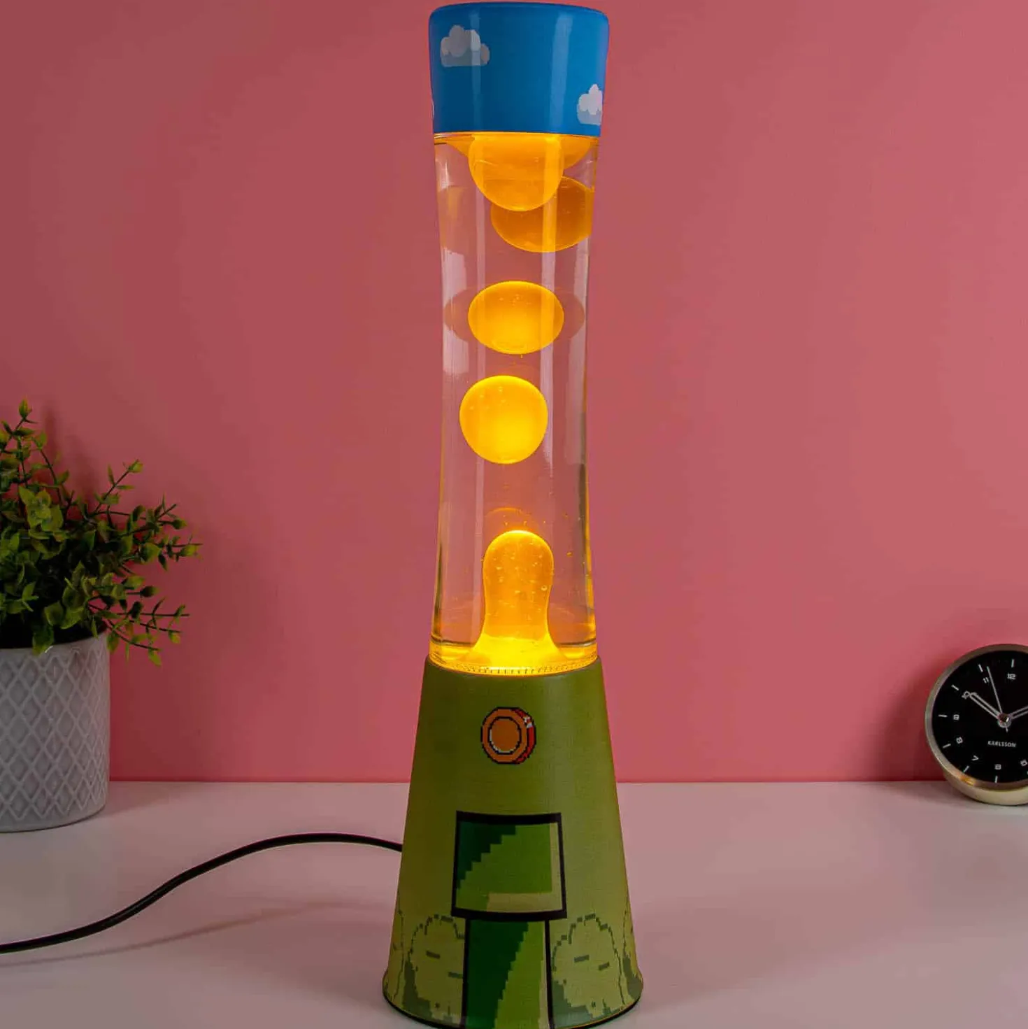 Lavalamp gamer met gele lava