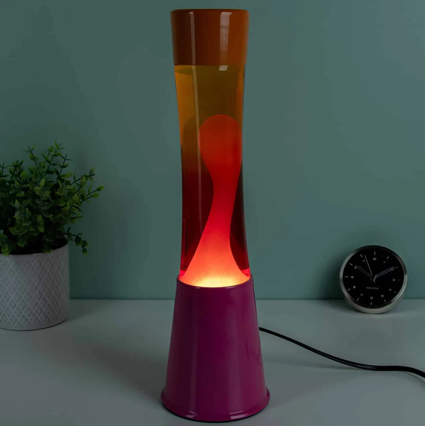 Lavalamp roze met oranje en geel
