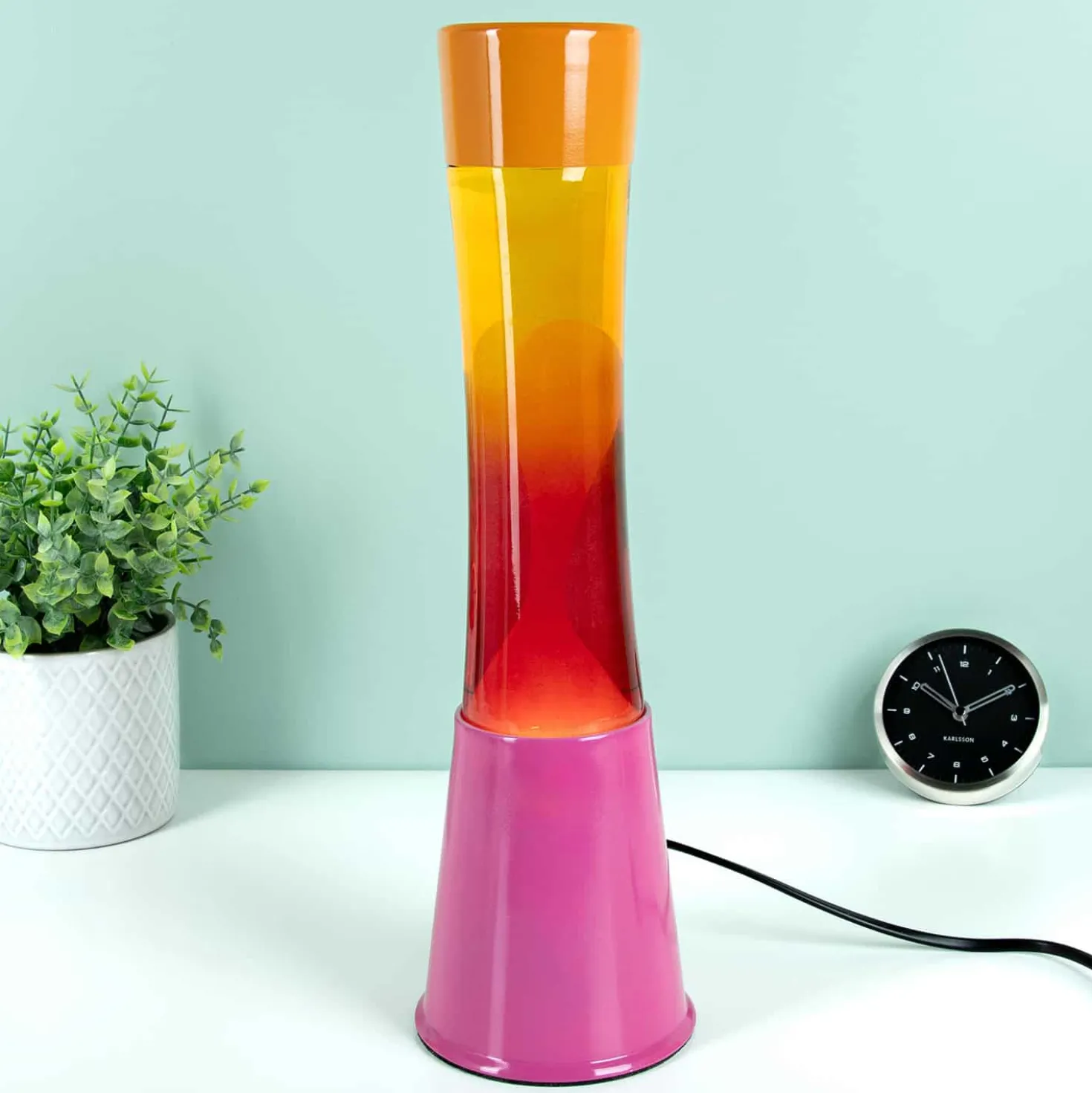 Lavalamp roze met oranje en geel