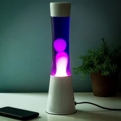 Lavalamp wit met paarse vloeistof en witte lava