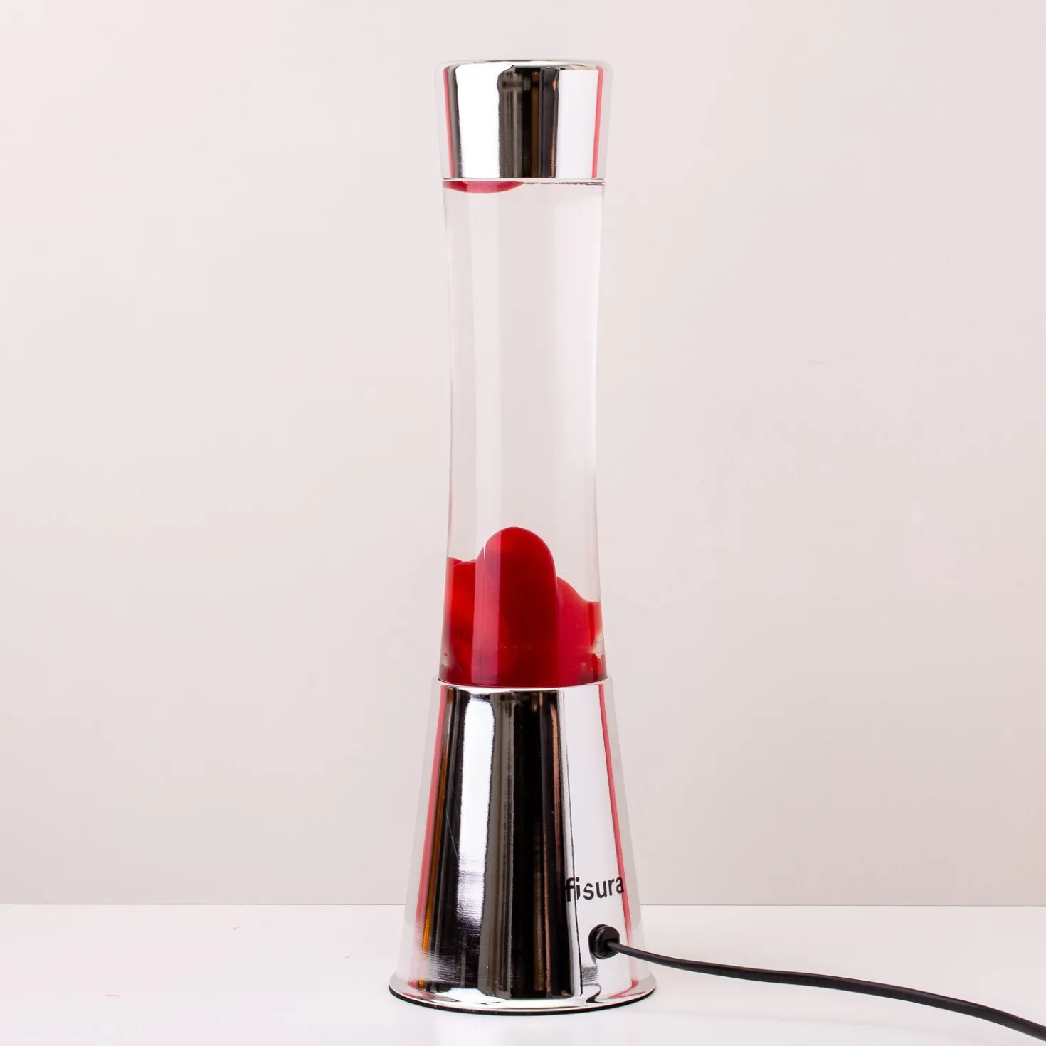 Lavalamp zilver met rode lava