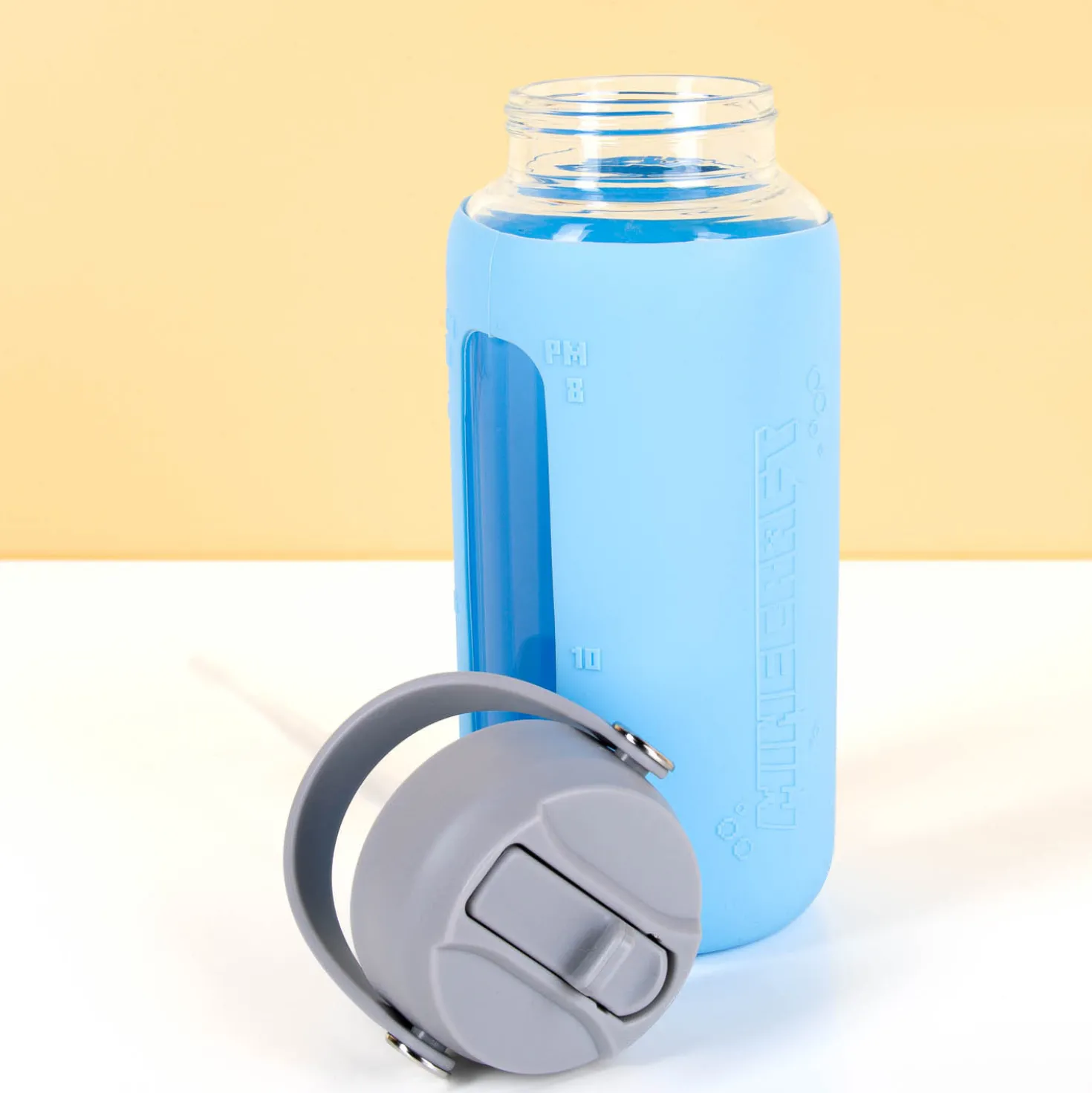Minecraft Glazen drinkfles met siliconen sleeve