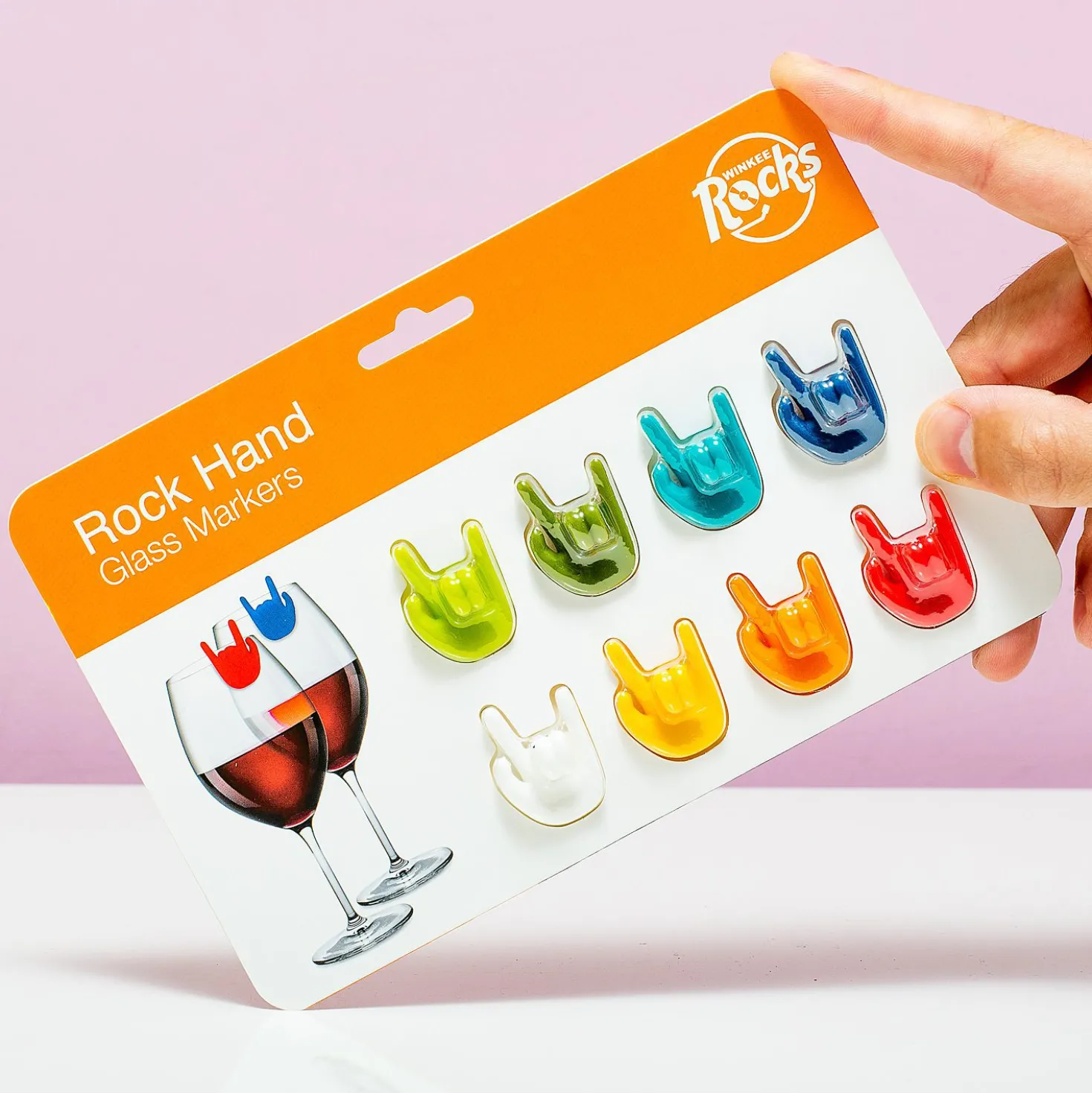 Rock hand glasmarkeerders (set van 8)