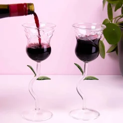 Roos wijnglas (set van 2)
