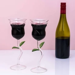 Roos wijnglas (set van 2)