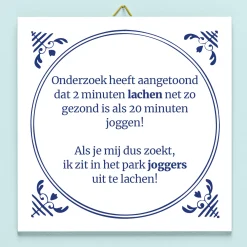 Tegeltje Lachen net zo gezond als joggen