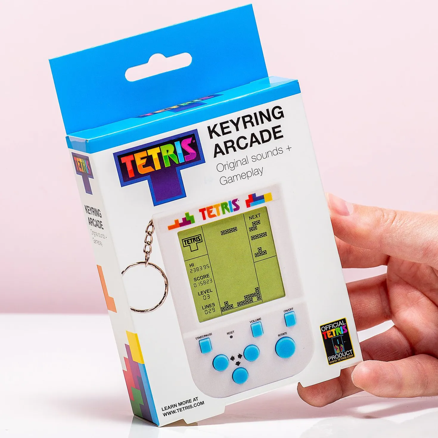 Tetris spelcomputer met sleutelhanger