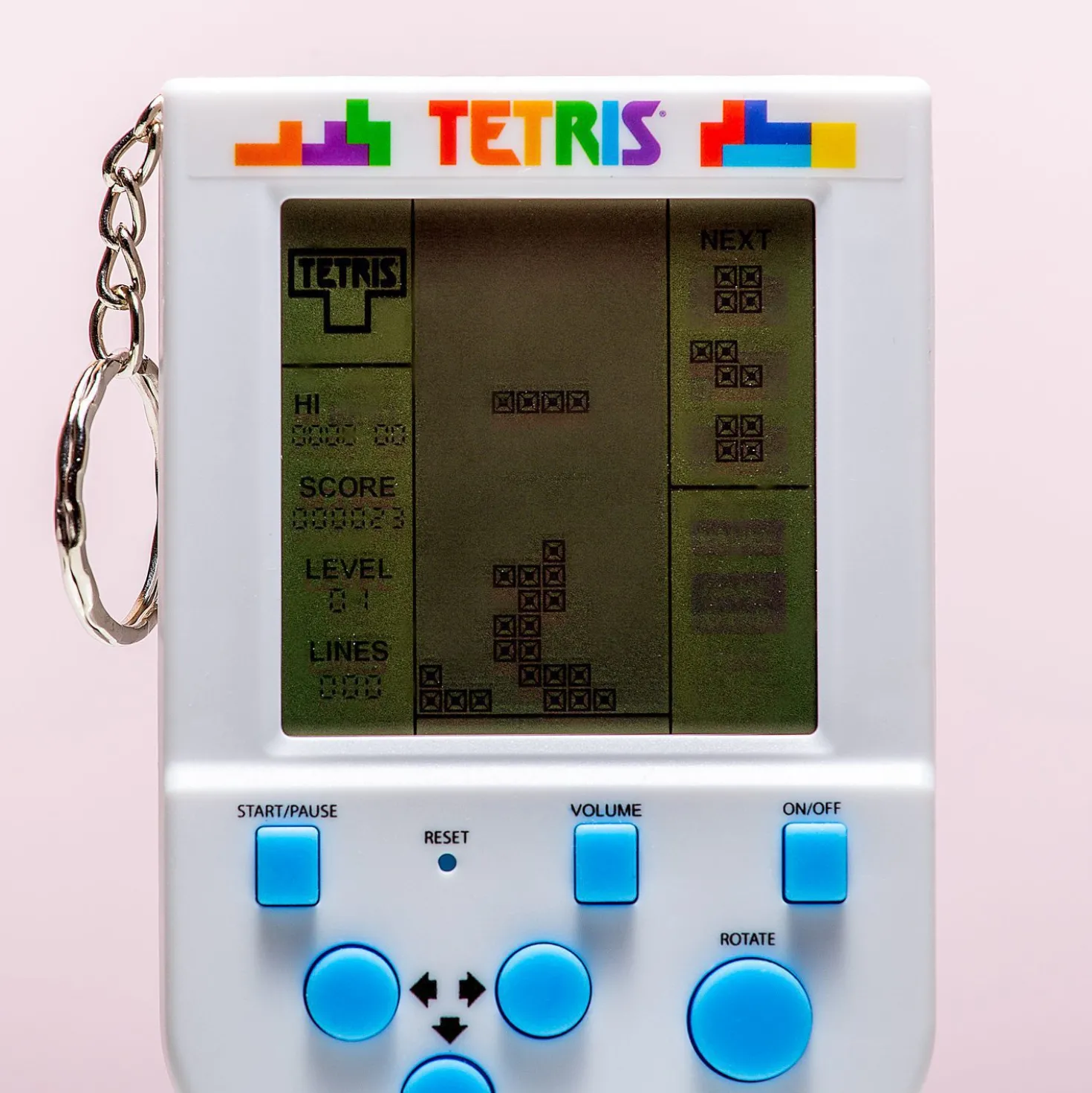 Tetris spelcomputer met sleutelhanger