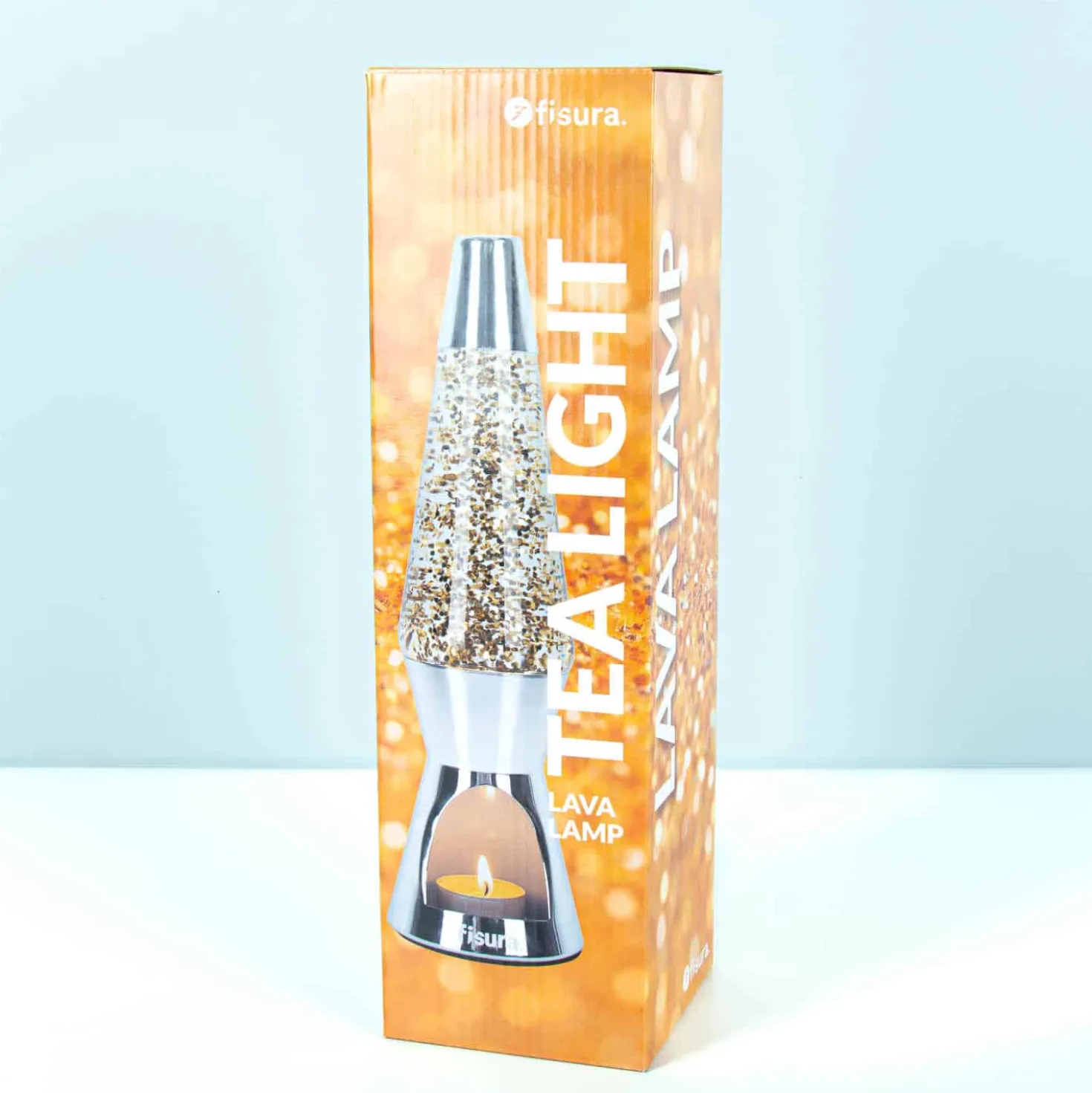 Waxinelicht lavalamp gouden glitters