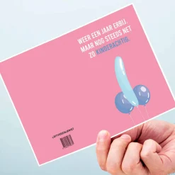 Wenskaart Nog net zo kinderachtig