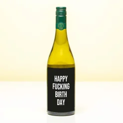 Wijnfles Happy fucking birthday