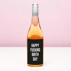 Wijnfles Happy fucking birthday