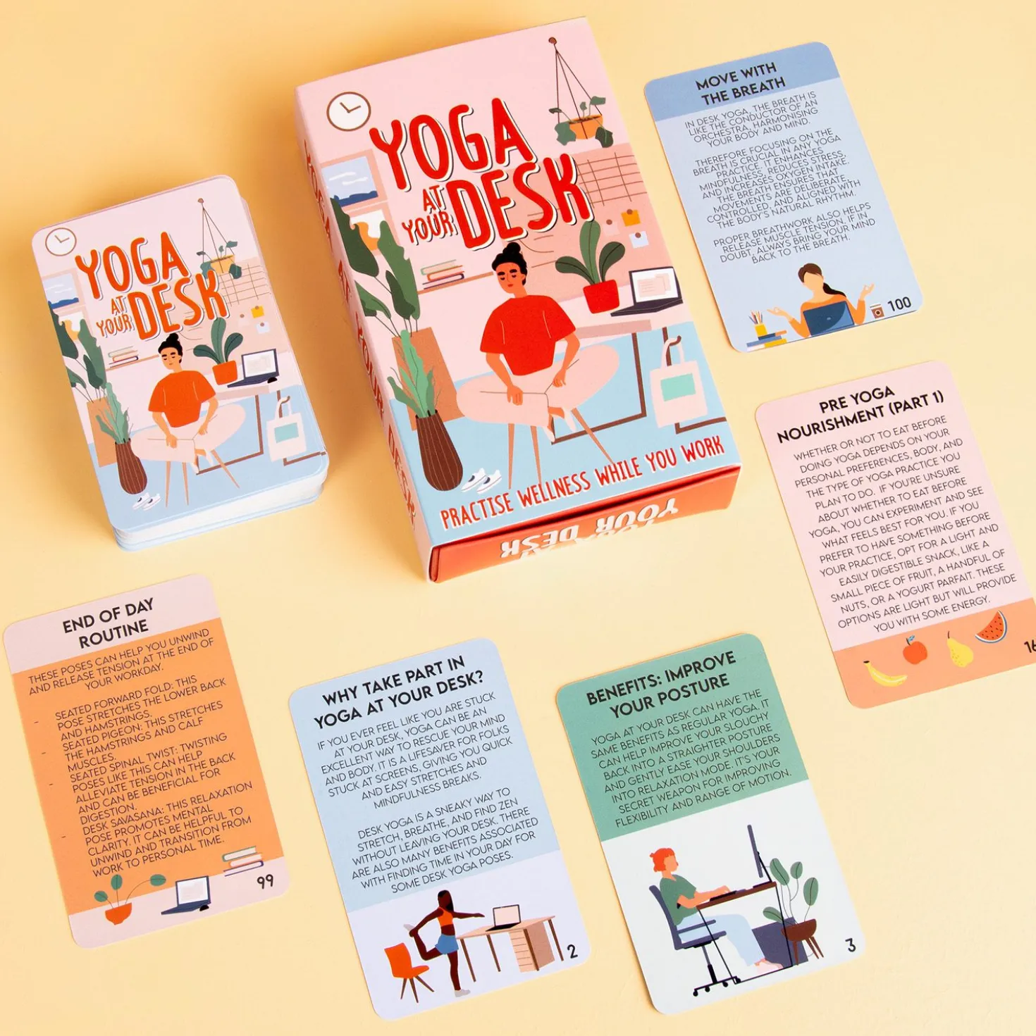 Yoga aan je bureau kaarten