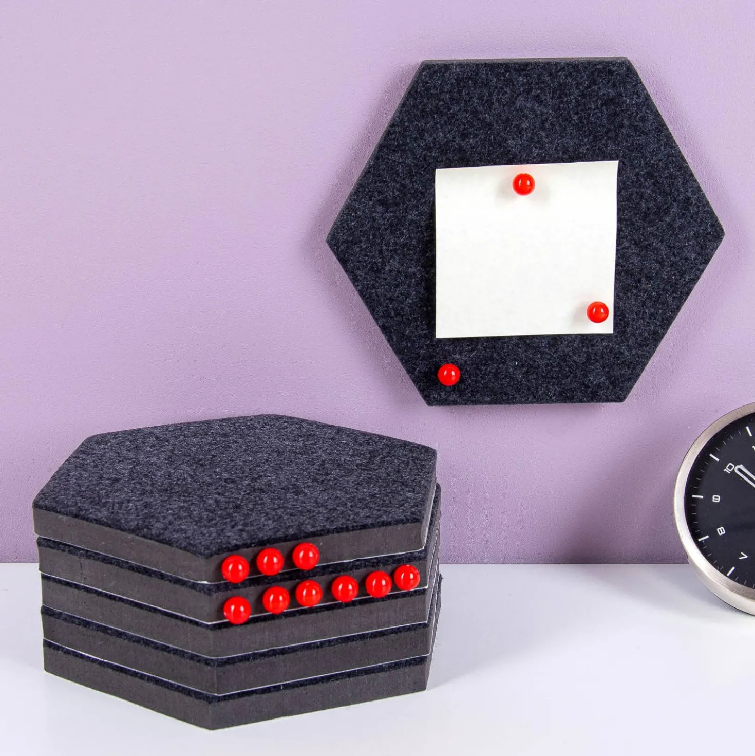 Zelfklevende hexagon prikborden (set van 6)